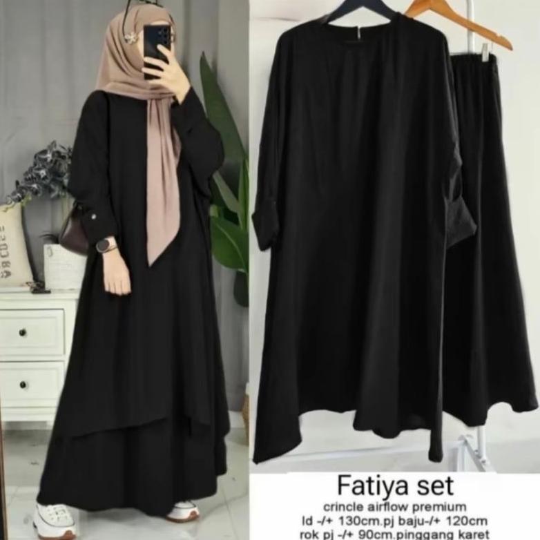 NEW PRODUCT GAMIS FATIYA CRINCLE AIRFLOW LD 110//FATIYA LONGSET GAMIS PREMIUM//GAMIS WANITA KEKINIAN