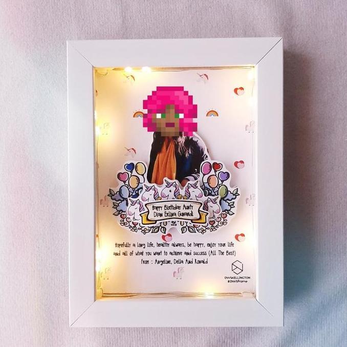 Bingkai UNICORN Kado Ultah Hadiah Romantis Pop Up Frame SMALL + LAMPU