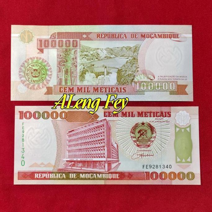 Uang asing Mozambik 100.000 Meticais