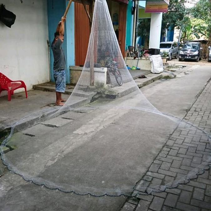 Jala ikan, jala lempar 3 meter bahan senar siap pakai, jala udang,  jala sungai, jala kali DIN