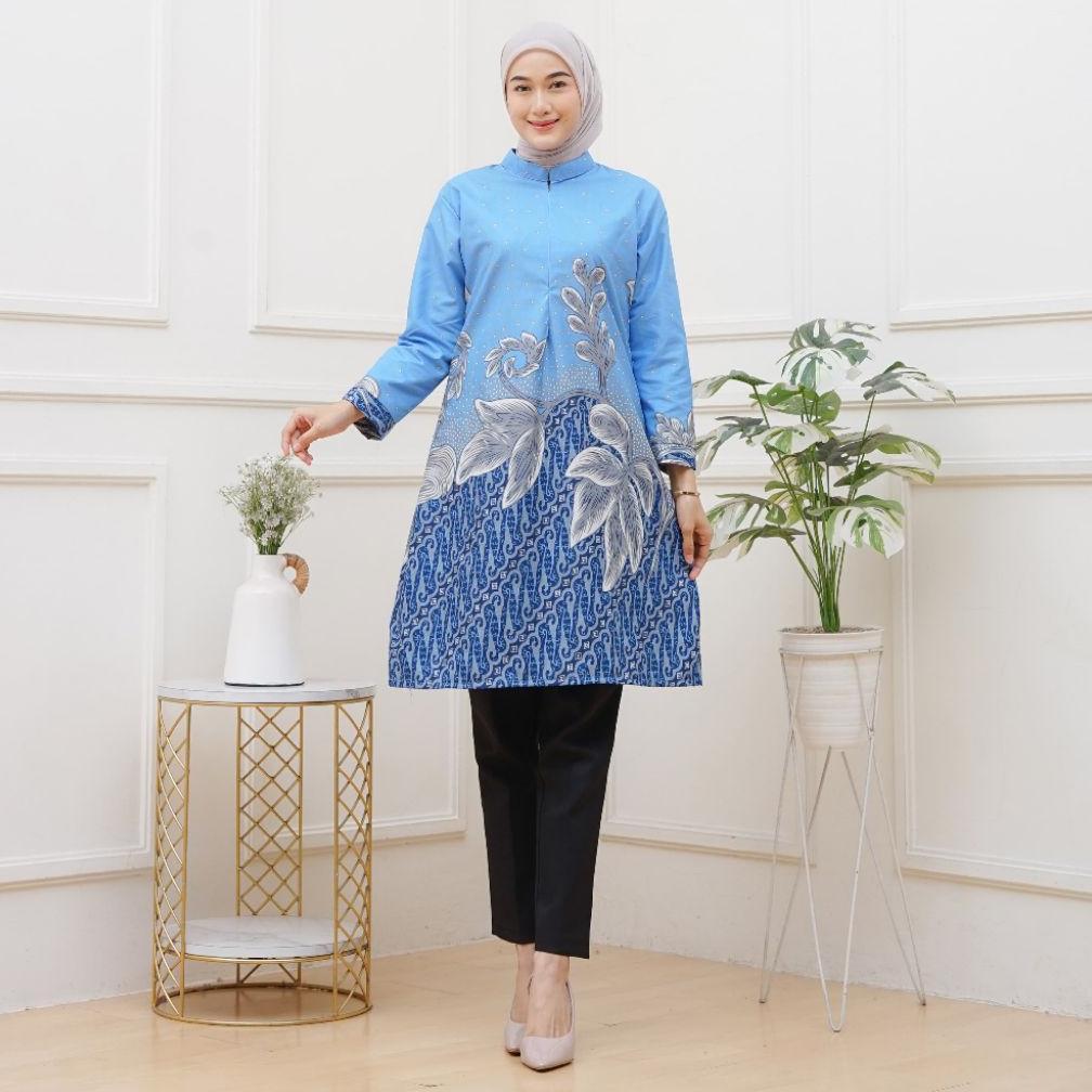 NEW PROMO tunik batik busui termurah seragam guru kantor pengajian kondangan blous atasan wanita len