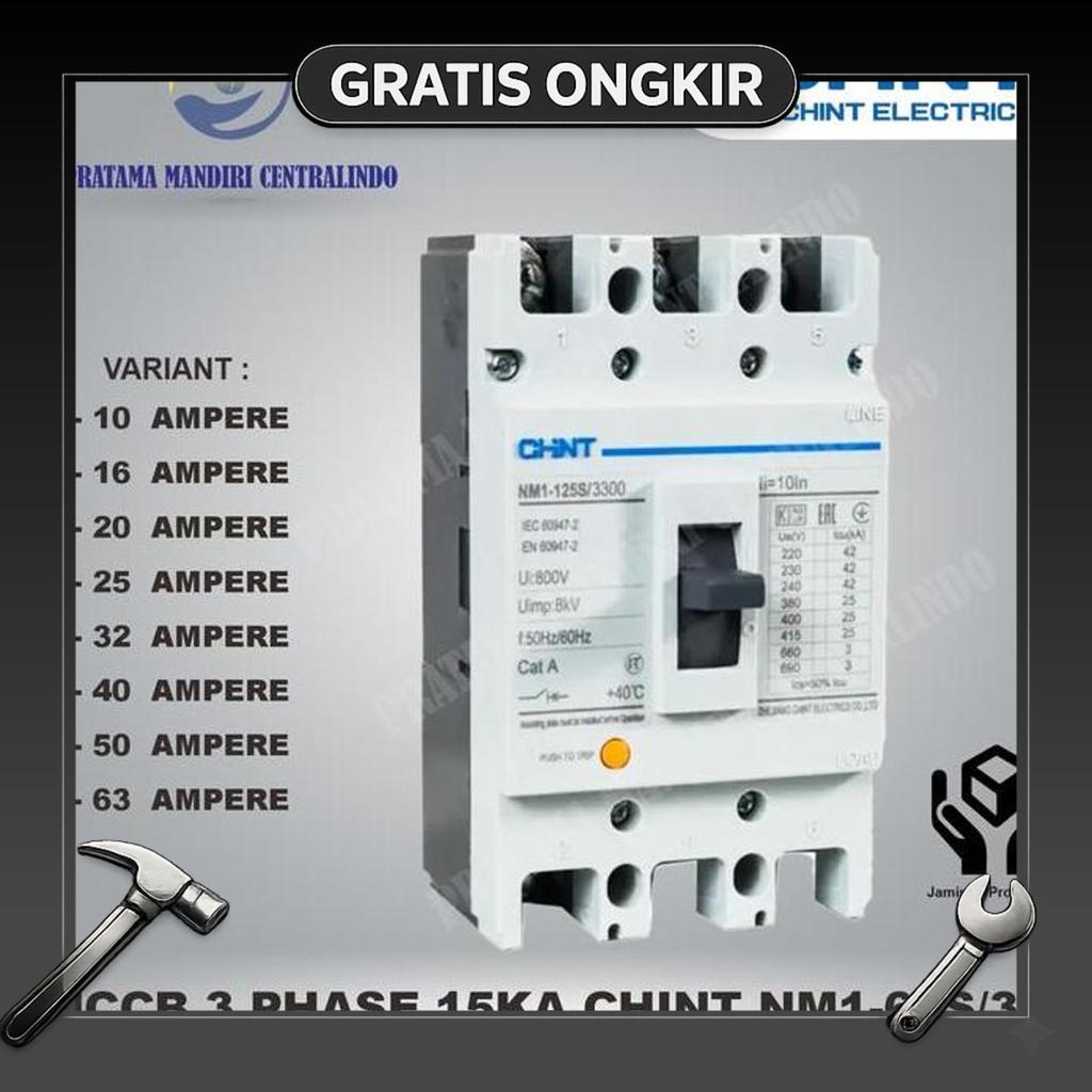 Mccb Chint 3 Phase Nm1-63/3P 10A S.D 63A Original