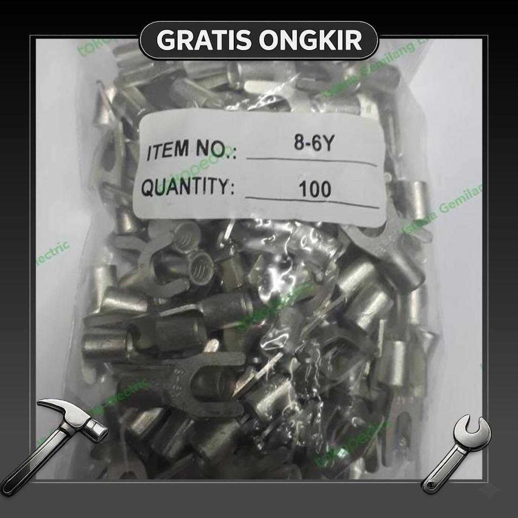 Skun Y 8-6Y Skun Garpu Polos Untuk Kabel 10Mm