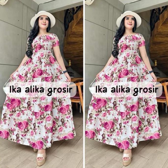 Long dress canda mawar besar viral