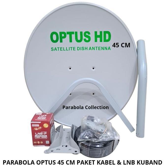 TERLARIS PARABOLA OPTUS 45 CM ABU PAKET KABEL+LNB KUBAND
