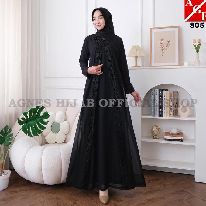 OOTD Agnes Hijab - Kamila Dress Gamis Putih Lebaran 2026 Terbaru Baju Muslim Wanita Simple Elegan Ab