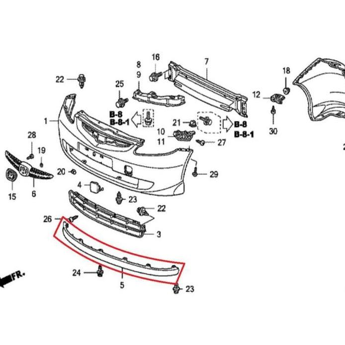 KARET Bumper Depan JAZZ IDSI 2003-2007 Original