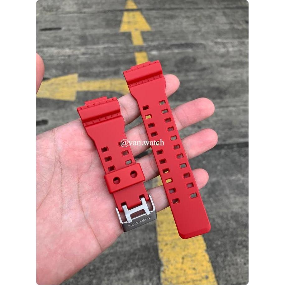 Band Strap CASIO GSHOCK GDF 100-4 GDF 100 Series MERAH ORIGINAL Buckle Silver