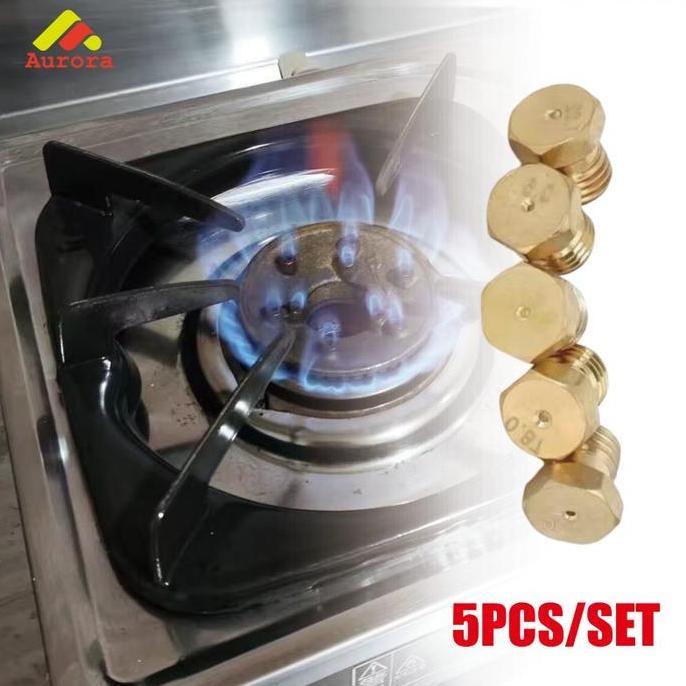 MEMATRI 5PCS/Set Spuyer Kompor Tanam Bahan Kuningan Ukuran 0.5/0.7/0.87/1.02MM Untuk Modena Semawar 