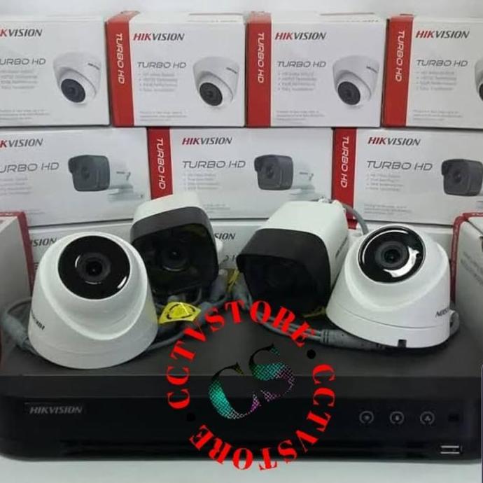TERLARIS PAKET CCTV 8 CHANNEL 4 KAMERA 5MP HIKVISION PAKET CCTV 8CH HIKVISION