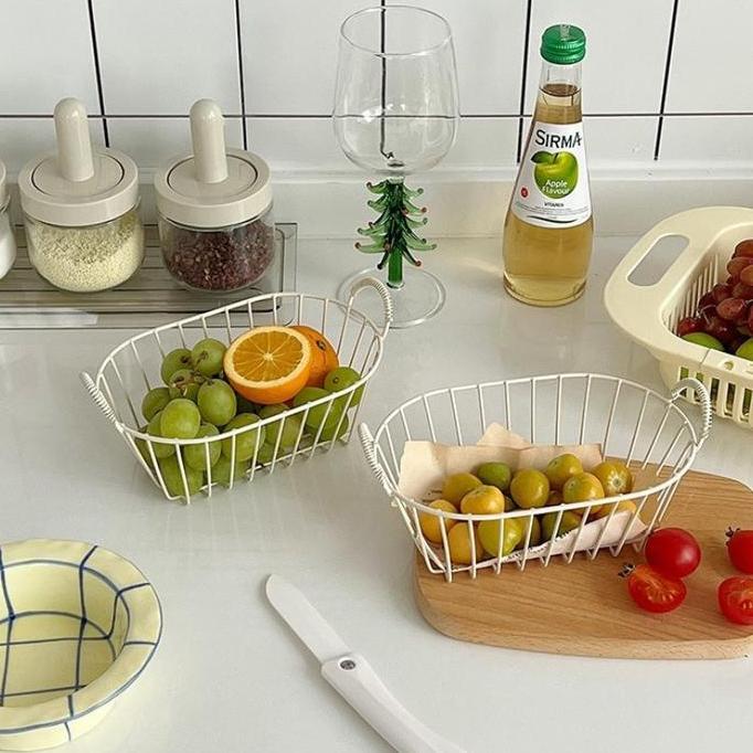 GHIFLY Besi Gaya Nordic Keranjang Penyimpanan Desktop Keranjang Buah Besi/Serbaguna Penyimpanan Buah