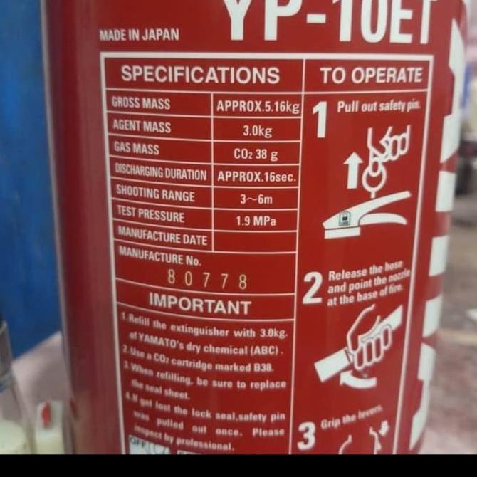 APAR YAMATO YP-10ET 3KG YAMATO ALAT PEMADAM API RINGAN