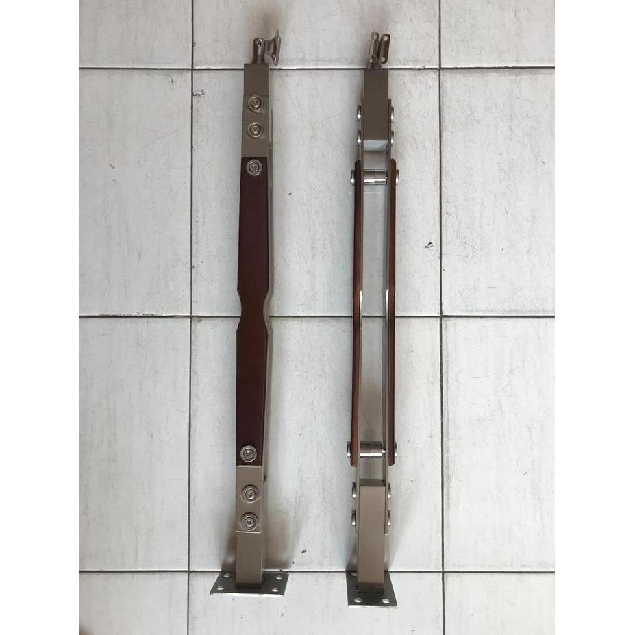 Tiang Railing Stainless Motif Kayu Glass Partition Hand Railing Stud