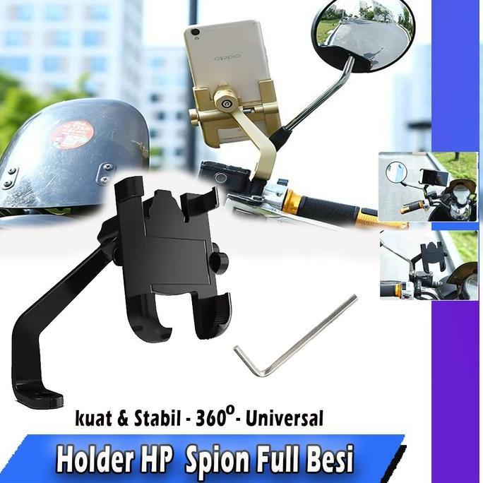 JAOPMAM Holder HP Motor Jepit Spion Universal Stand Phone / GPS Phone Holder Jepit untuk Spion Motor