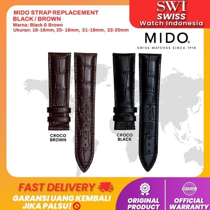 Strap Tali Jam Kulit Leather Mido Tissot 18mm 20mm 22mm Mengerucut