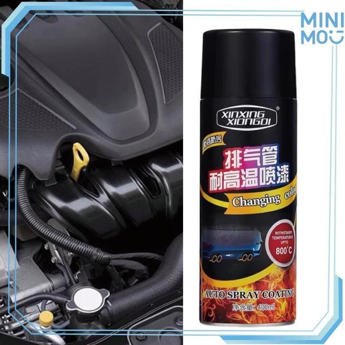 BOWTEKH Cat Hi Temp Black Doff 400ml Cat Knalpot Anti Panas Dengan Fitur Tahan Suhu 800C Untuk Melin