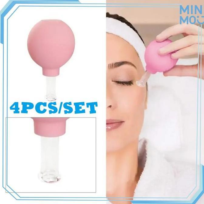 BOWTEKH Cupping Bekam Wajah 4PCS/Set Facial Vacuum Cup Kaca untuk Lifting Kulit Wajah Perawatan Waja