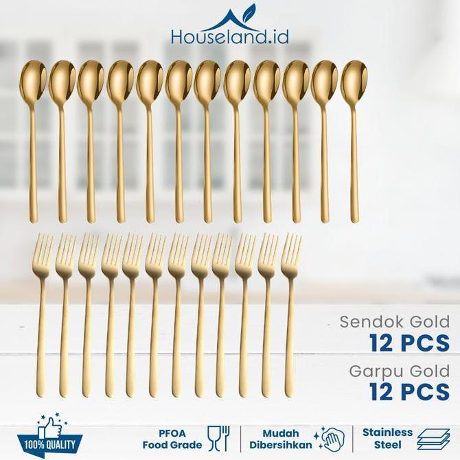 1 LUSIN SENDOK 1 LUSIN GARPU Sendok Korea Set Sendok Makan Sendok Set Tebal Kitchenware TS