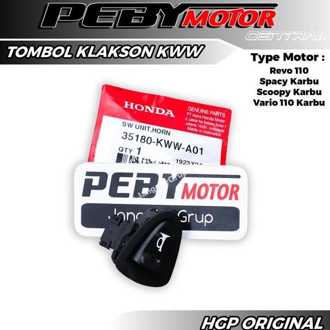 TOMBOL KLAKSON REVO 110 SPACY SCOOPY KARBU VARIO 110 TECHNO ORIGINAL RESMI HGP 35180KWW HEMAT