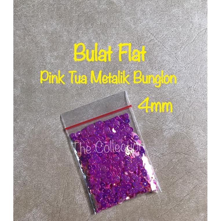 MK04 10gr 4mm Bulat Flat Pink Tua Bunglon Metalik payet borci craft
