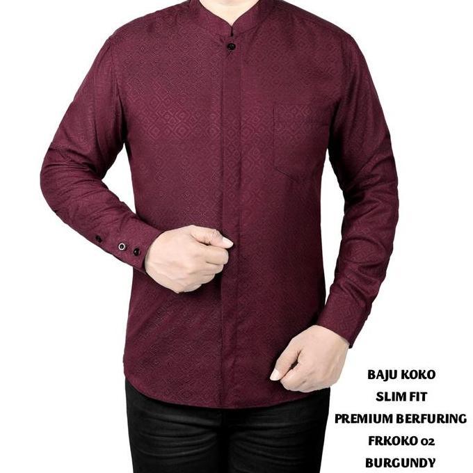 Clothes- Baju Koko Muslim Pria Kemeja Koko Pria Slim Fit Lengan Panjang Fortun Remo Katun Muslim Bur