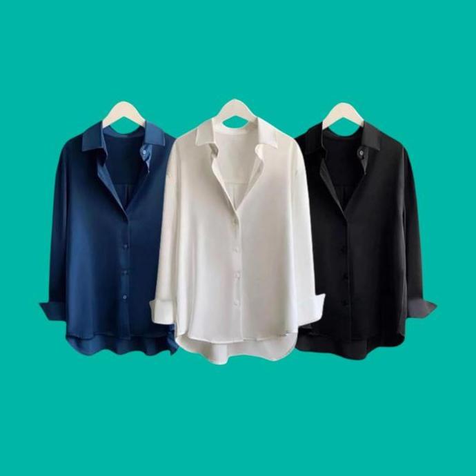 PREMIUM Paket Isi 3 Pcs Atasan Kemeja Wanita Blus Lengan Panjang Casual Formal Baju Kerja Cewek Katu