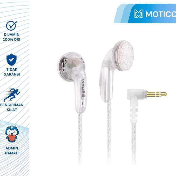 VIDO 2023 with Mic Earbud Budget Silver Cable Copper Cable [Terbaik]