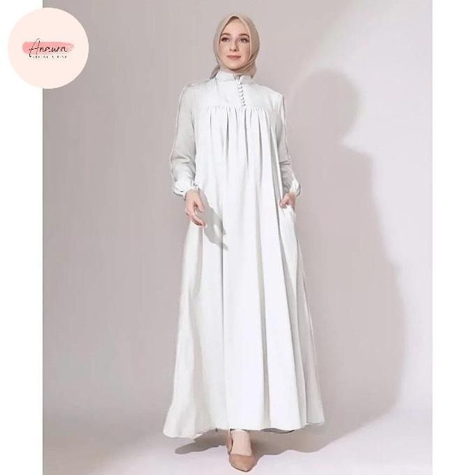 Gamis Putih Wanita Premium Terbaru Katun Toyobo Fodu | Gamis Haji Dan Umroh | Dress Muslim Wanita