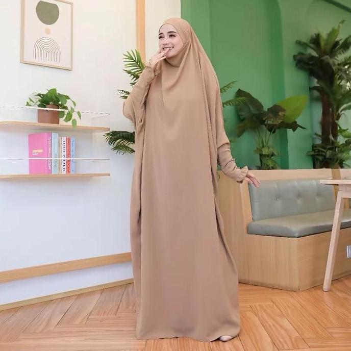 Ziran Overhead (Abaya French Khimar Jumbo) Muslim Syari Baju Umroh Cringkle Airflow