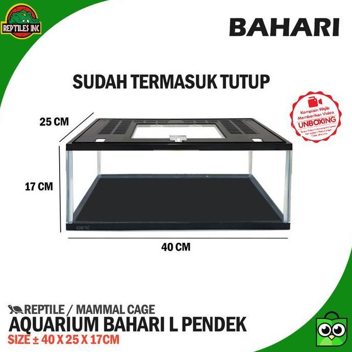 Varahbelva - Bahari Akuarium / Aquarium Kandang Hewan Reptil Ikan Dengan Tutup