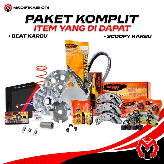 KVY - DAYTONA PAKET FULL KOMPLIT UPGRADE - BEAT KARBU SCOOPY KARBU - PAKET KIRIAN CVT ORIGINAL DAN T
