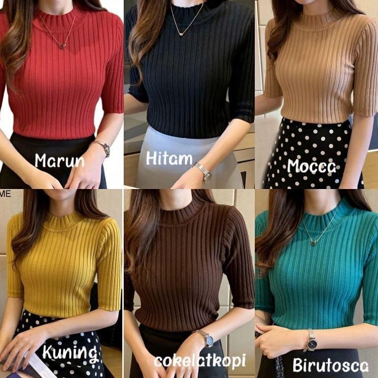 Atasan wanita rajut import premium | Knit TurtleNeck MIDI