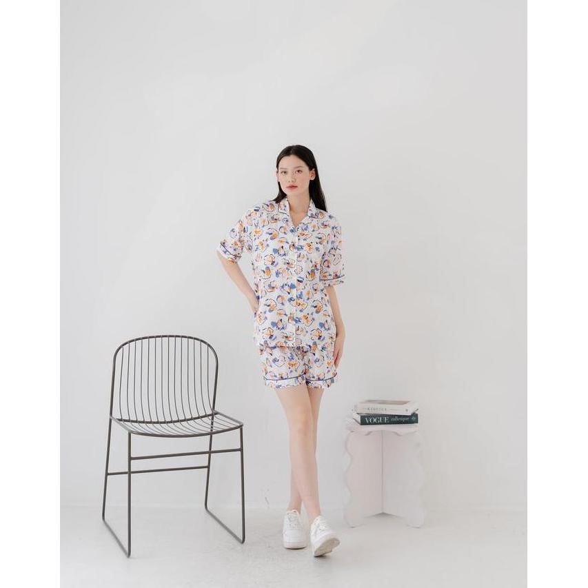 DISKON OCHIO - Airin Set Pajamas/Piyama/Baju Tidur/Sleepwear/One Set Wanita Rayon Floral Series/Moti