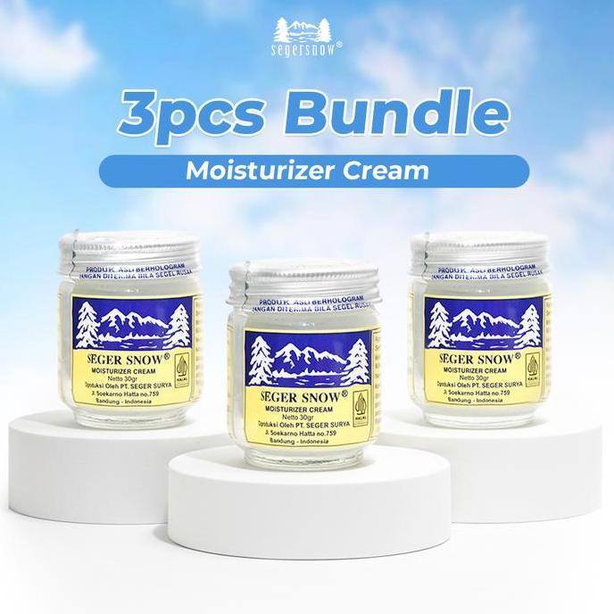 Haveme- Seger Snow Moisturizer Cream 3Pcs X 30Gr Pelembab Wajah Kemasan Botol Kaca Melembapkan Kulit