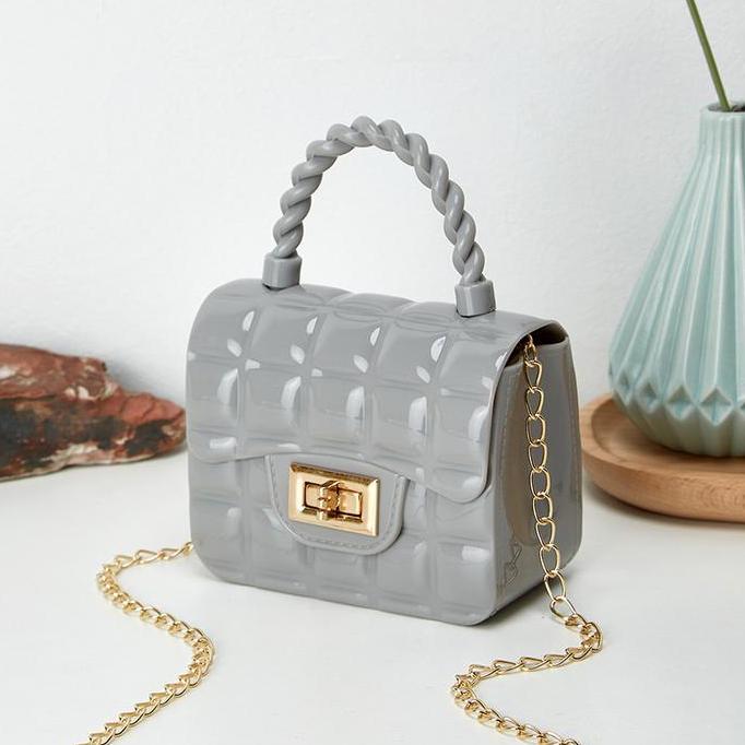Tas Jelly Mini Tali Pellintir Tas Selempang Anak Glossy Tas Rantai Anak