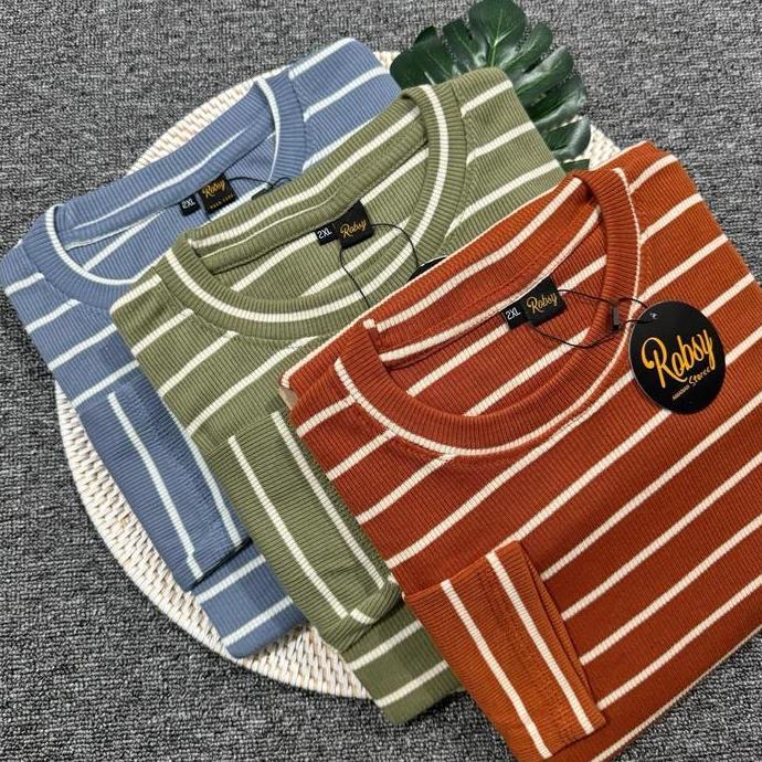 BELANJA SEKARANG!! Kaos Rib Salur jumbo/Kaos Waffle Stripe jumbo BELANJA SEKARANG!!
