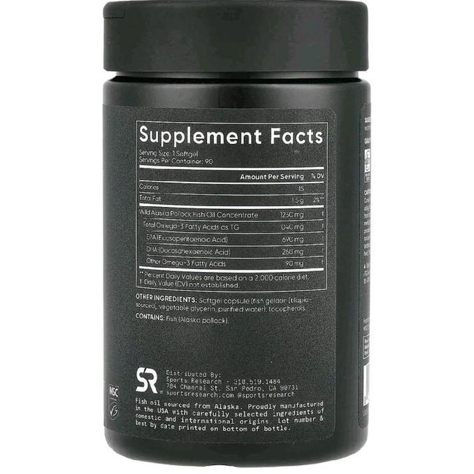 (READY STOCK) SR Sports Omega-3 Fish Oil 1250 - Triple Strength Fish Oil Supplement from Wild Alaska