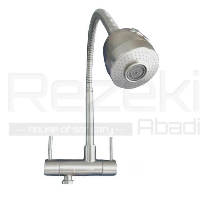 Kran Angsa Cabang 2 Sus304 / Kran Cuci Piring / Kran Filter Air / Pipa Fleksibel