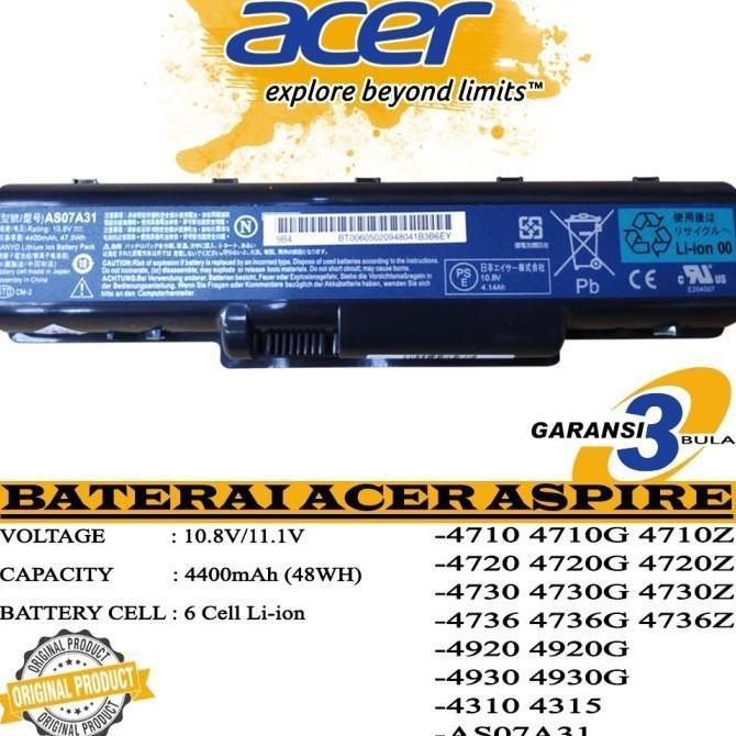 TERBARU - Baterai Original Laptop Acer Aspire 4310 4315 4320 4330 4336 AS07A31