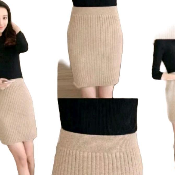 DISKON Rok span Rok pendek korea Rok mini selutut Rok pendek rajut Wanita DISKON