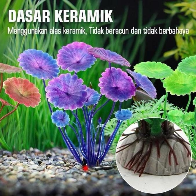 TANAMAN AIR BUATAN TANAMAN PLASTIK HIASAN AQUARIUM AQUASCAPE MOTIF DAUN TANAMAN AIR ARTIFICIAL