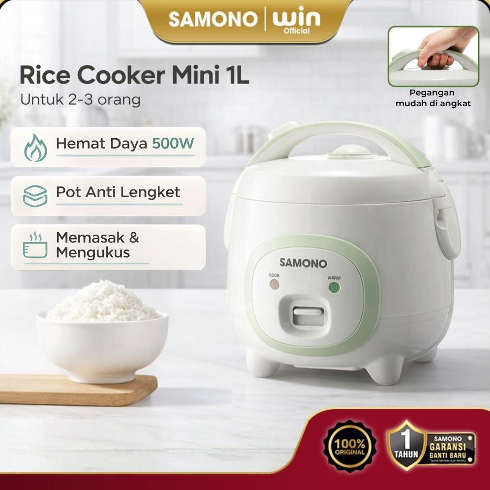 HOT SAMONO Rice Cooker Non Stick 3 Orang Mini Magicom 1L Low Watt Penanak Nasi Anti Lengket magic co