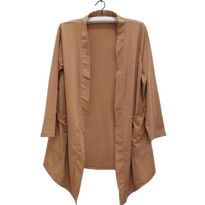 UPFRADE STYLE  cardigan spandek rayon polos wanita korean stayle lengan panjang Polos Hitam Dewasa A