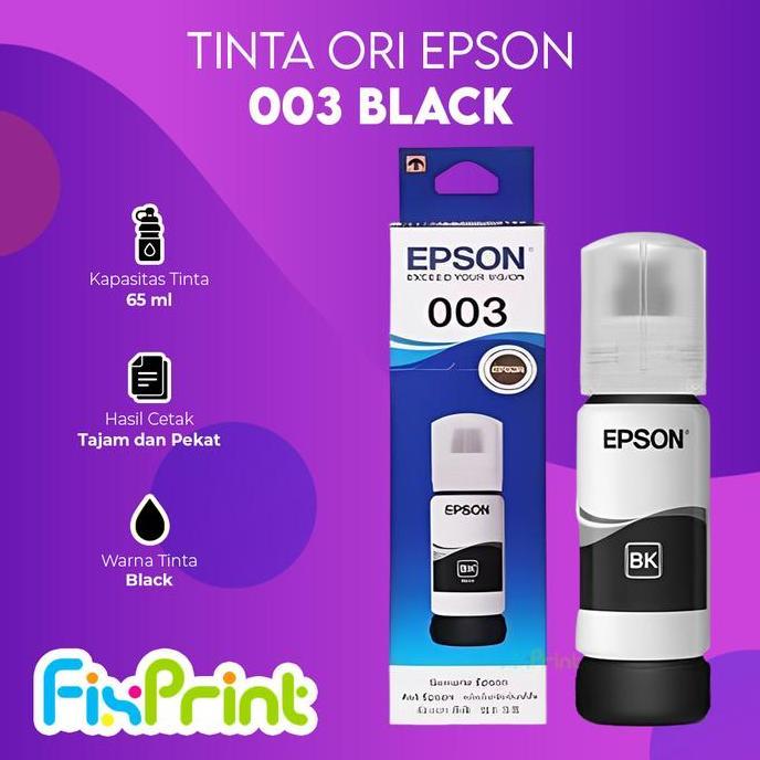 Kantorlengkap- Epson 003 Black C13T00V199 Tinta Cartridge Printer L1110 L3110 L3150