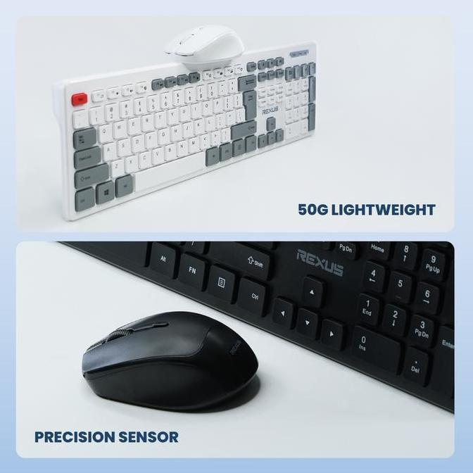Rexus KM8 : Combo Keyboard + Mouse Wireless, Baterai Tahan Lama, Pasangan Ideal untuk Komputer Anda