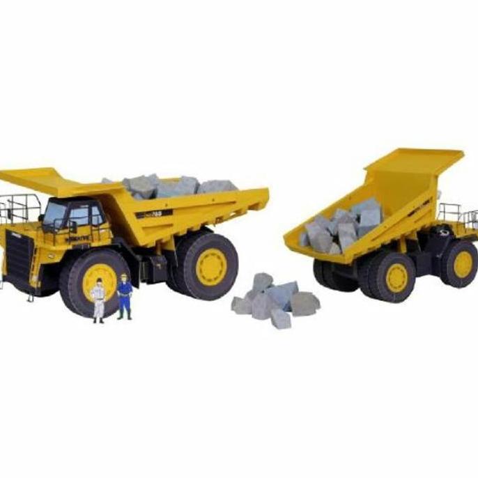 (Mainan Kertas) DIY Papercraft Lembar Pola Kendaraan Proyek DUMP TRUCK