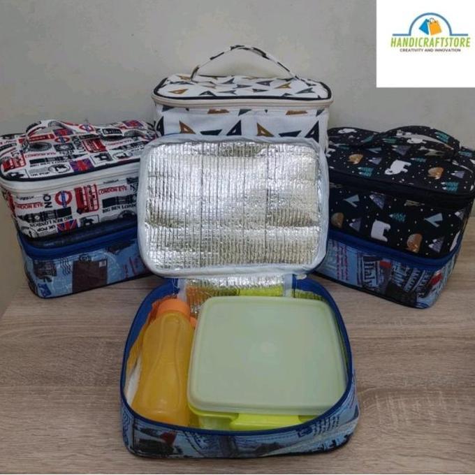 Posizioni- Tas Bekal Kanvas Lucu Untuk Makanan Anak Dan Dewasa - Model Kotak Lunchbag Tas Bekal Maka