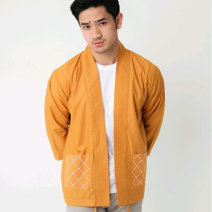 Uomo- D'Gawan Outer Batik Pria  Hako Kimono Army Baju Motif Panjang Katun Tebal Bisa Cod