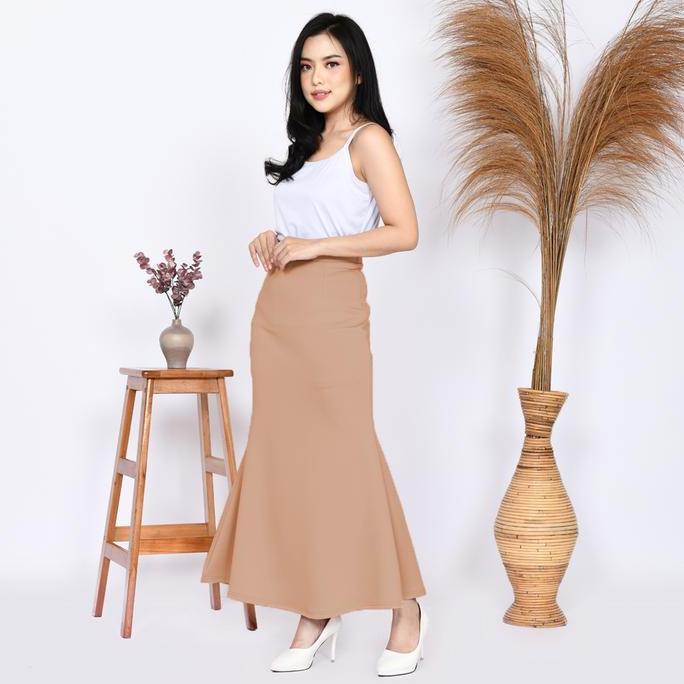 Rok Span Wanita Panjang Rok Duyung Mermaid Scuba Premium Bahan Tebal Adem Fit to L Cocok untuk OOTD 