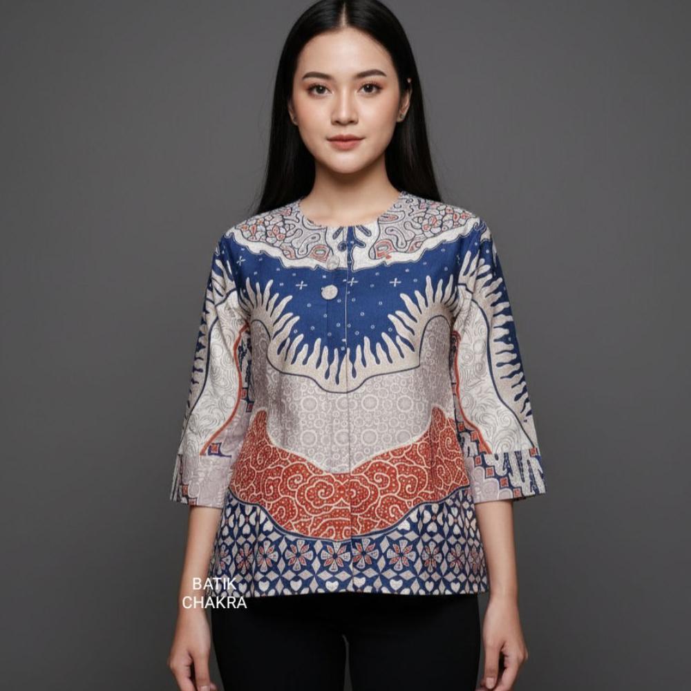 Diskont Blus Batik Wanita Modern Bahan Katun Lapis Full Trikot
